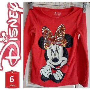 ⭐️5/$30 Minnie Mouse shirt with sequin bow, size 6
